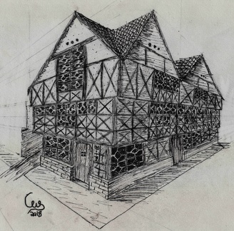 half timbered monochrome drawing 1 by wizardsof12 dcca8oz