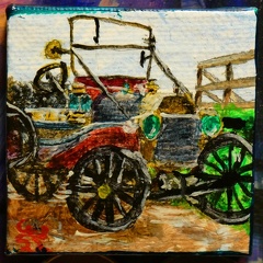 model t touring  2x2 inch acrylic on canvas