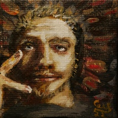 nathan  2x2 inch acrylic on canvas  zorn palette