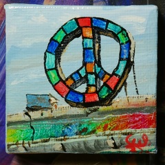 ob hostel roof sign  2x2 inch acrylic on canvas
