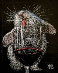 rabbit licking wine glass by wizardsof12 ddve6ss