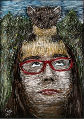 spirit and image  kristin with a marten on head by wizardsof12 dedeilu