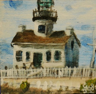 cabrillo lighthouse  2x2 acrylic on wood by wizardsof12 dfg738x-fullview