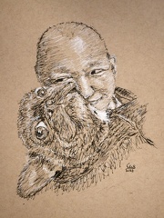 matt and poppy  4x6 dip pen on toned paper by wizardsof12 dfv5eam-fullview