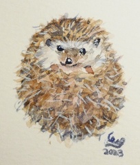 Hedgehog Egg, 1.5x2 watercolor
